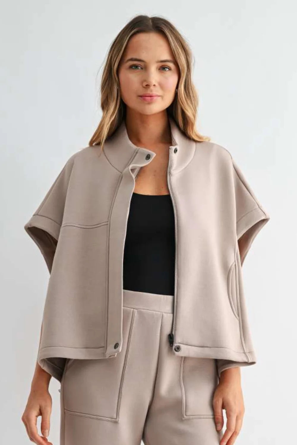 Frankie Poncho Jacket - Taupe