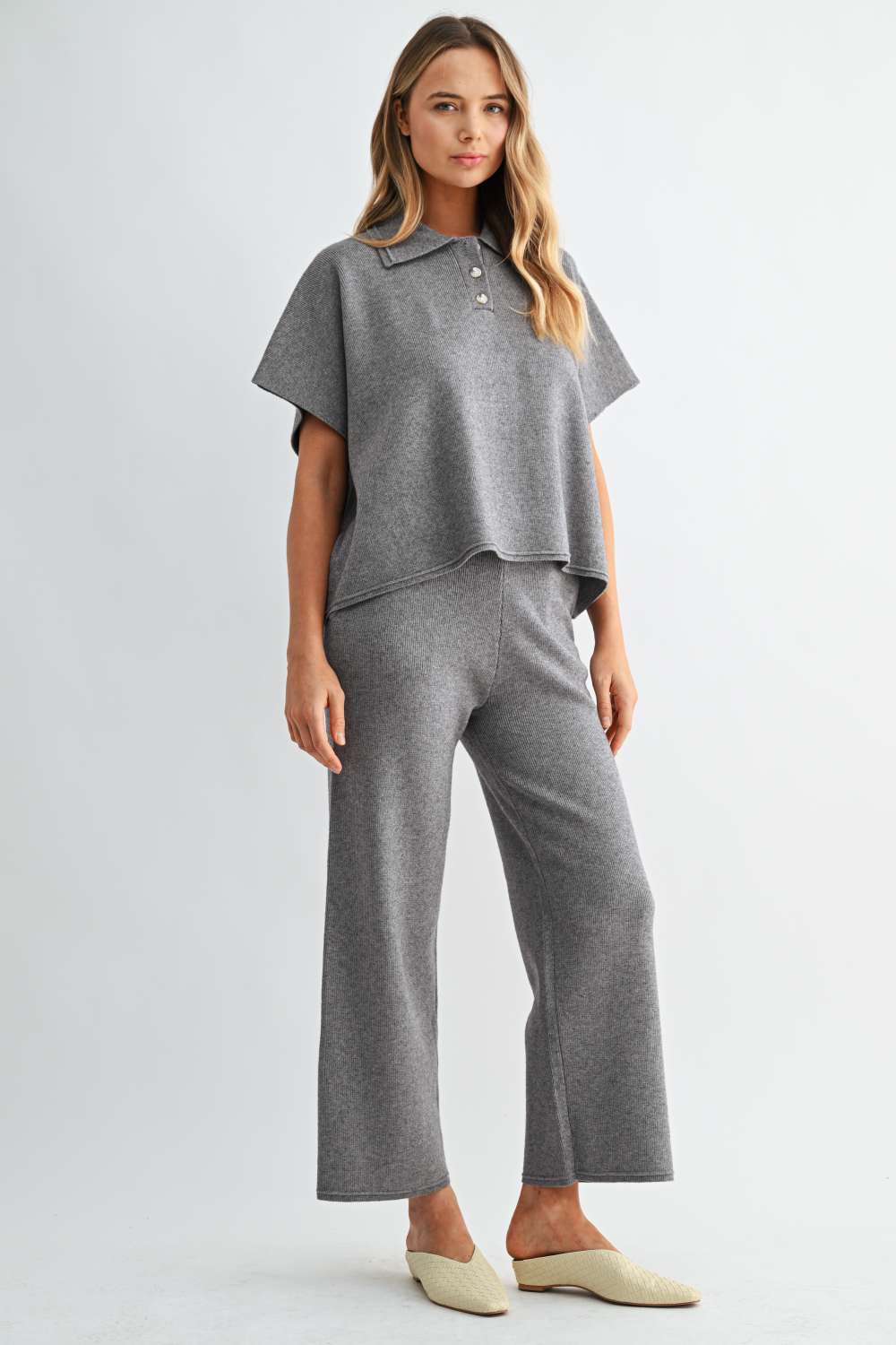 Sean Knitted Top - Heather Grey