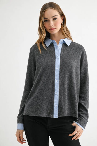 Kevin Sweater Top - Heather Grey