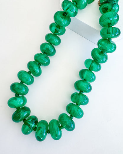 Sugar Beads necklace with vibrant green gemstone-inspired beads, personally curated Fredericksburg TX