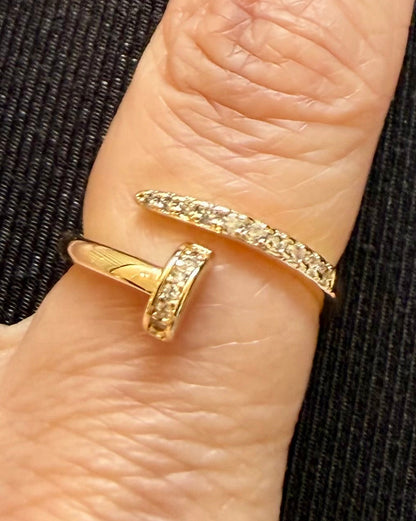 Gold CZ Nail Ring