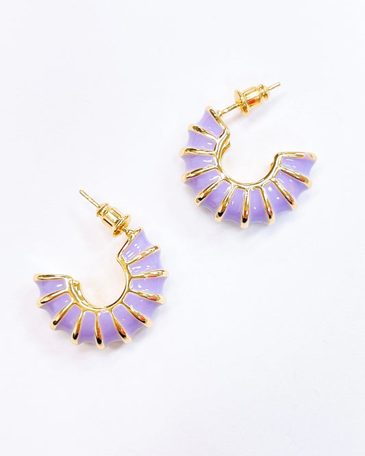Croux lavender D73 gold plated earrings with purple enamel, Treasure Jewels, curated Fredericksburg TX