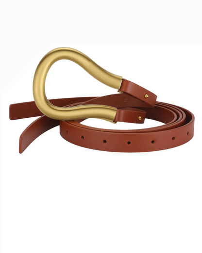 Laurel Belt in brown vegan leather with brushed gold buckle, ACCESSORY CONCIERGE, Women's Accessories HCO