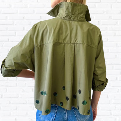 Abby Swing Sequin Top Olive