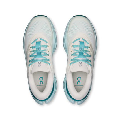 Cloudrunner 3 W - Ivory/Aquamarine by ON RUNNING women’s shoes with stable CloudTec® cushioning