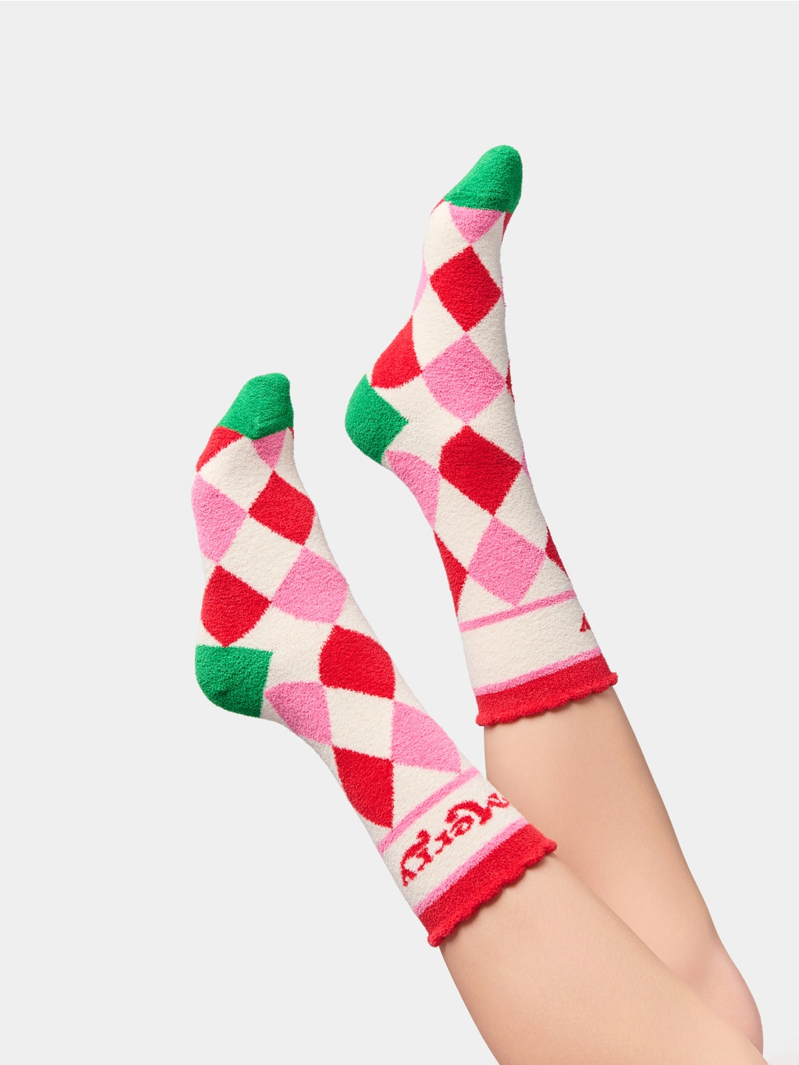 Merry Argyle Socks in red, pink, and green by SHIRALEAH, cozy fit from HCO Women's Arrivals