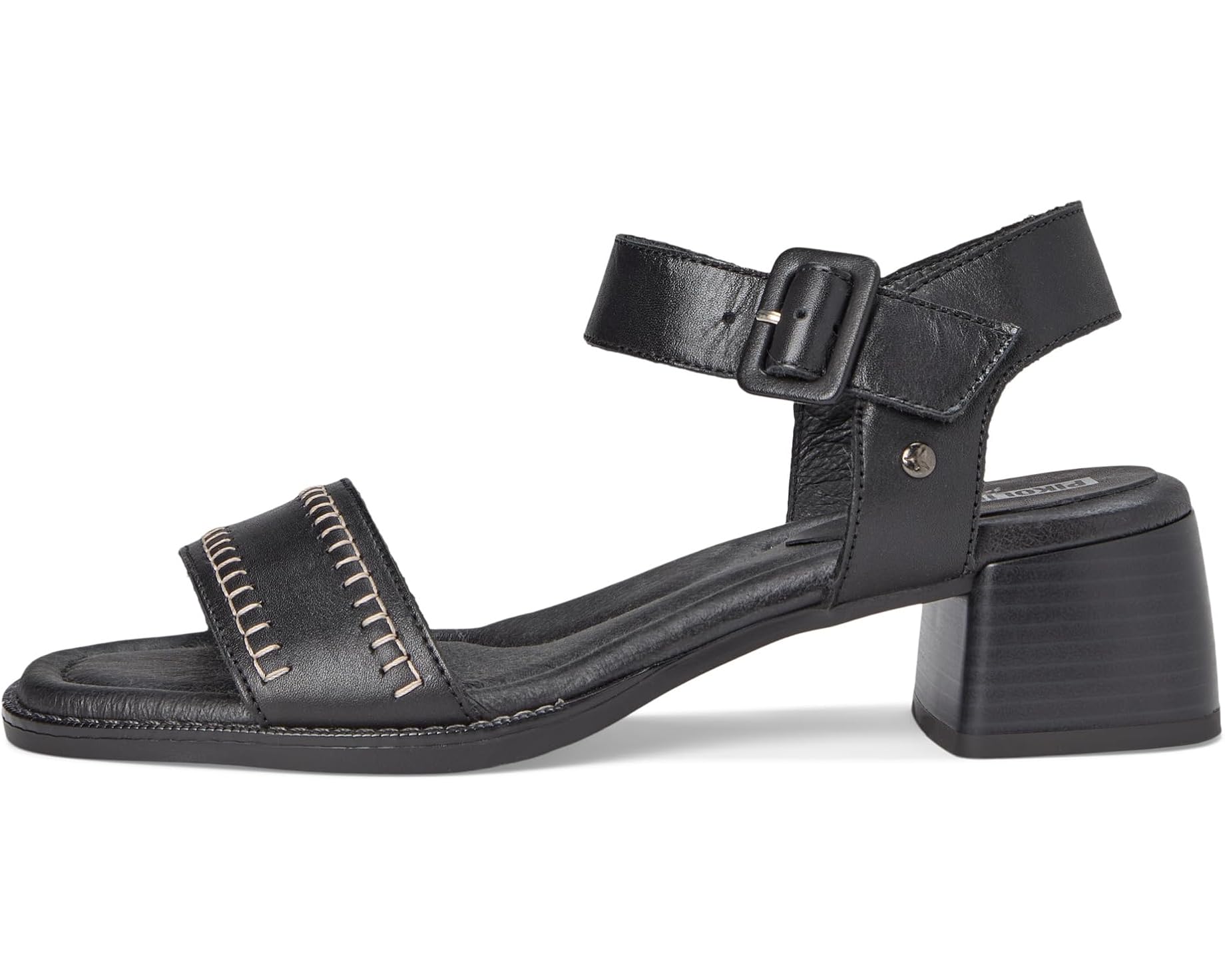Sandalias negras Oliva W2G con pulsera al tobillo y hebilla metálica