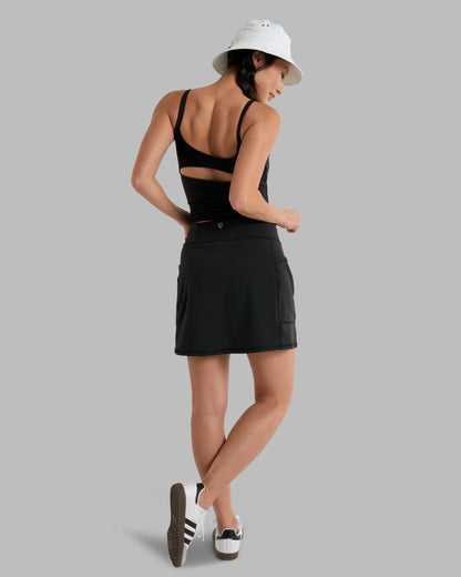 Kush Skort - Black in stretch fabric with built-in mesh shorts and thigh pockets, KUHL Women's Skirts