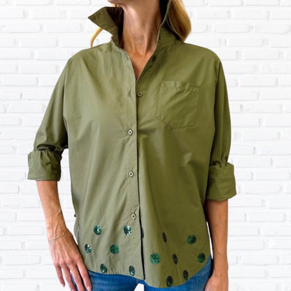 Abby Swing Sequin Top Olive