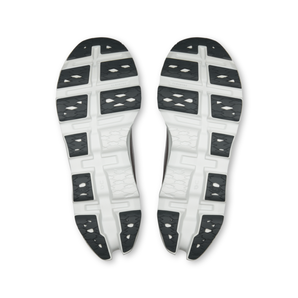 Men's Cloudmonster 3 - Alloy/Glacier by ON RUNNING showing gray and white treaded outsoles