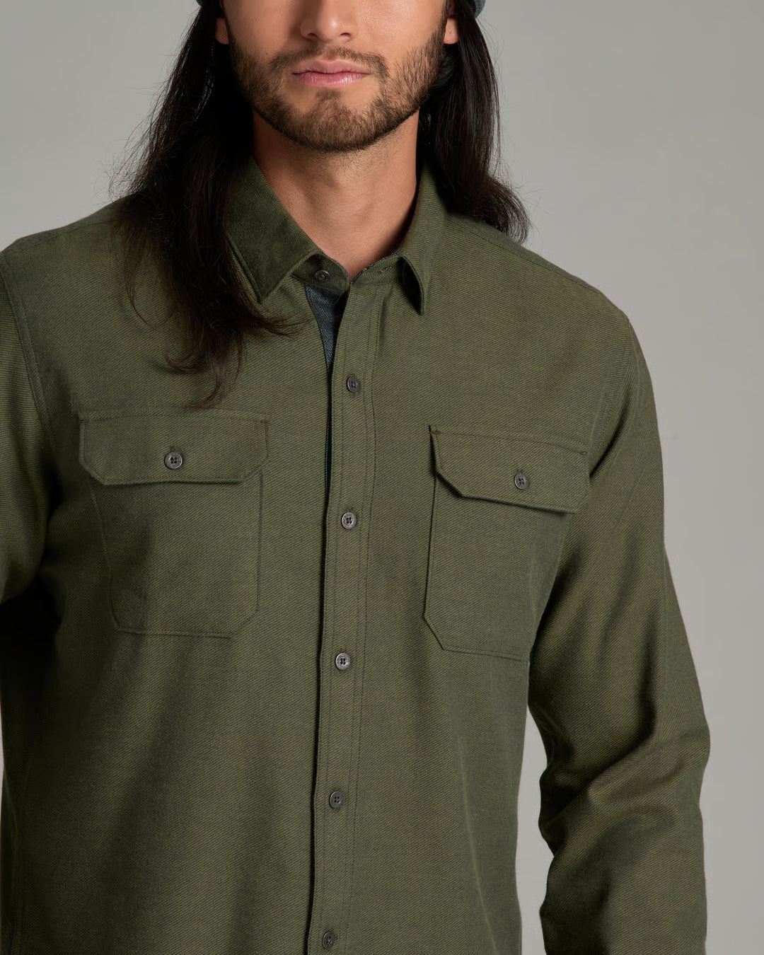 Descendr Flannel LS - Olive Night
