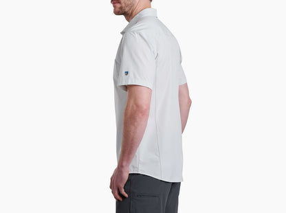 Optimizr SS - Overcast men's short sleeve shirt in light gray with stretch and UPF 40 protection
