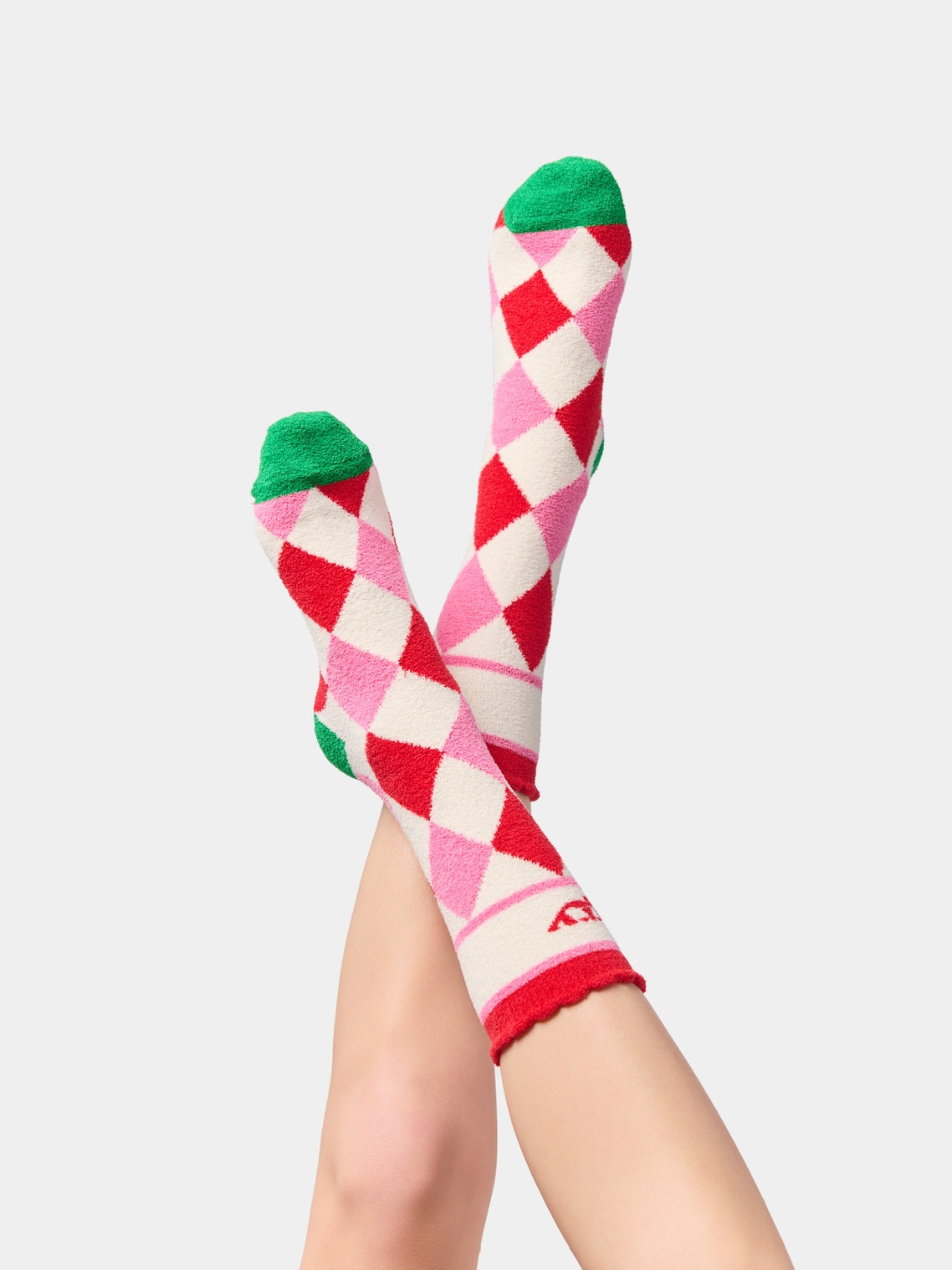 Merry Argyle Socks in red, pink, and green by SHIRALEAH, cozy style from HCO Women's Arrivals
