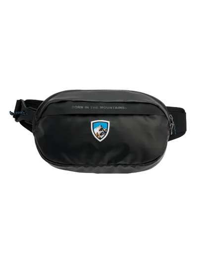 Eskape Sling Pack - Pirate Black with mountain emblem, durable nylon, KUHL Bags collection