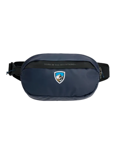 Eskape Sling Pack - Pirate Blue with mountain emblem, durable nylon, KUHL Bags and Active collection