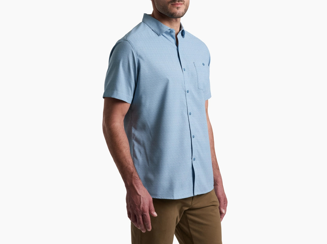 Persuadr SS - Glacier men's blue short sleeve shirt by KUHL with moisture-wicking stretch