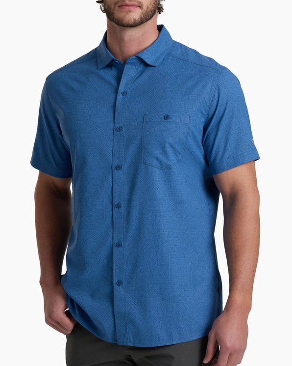 Persuadr SS - River Blue short sleeve shirt with moisture-wicking fabric by KUHL, durable style