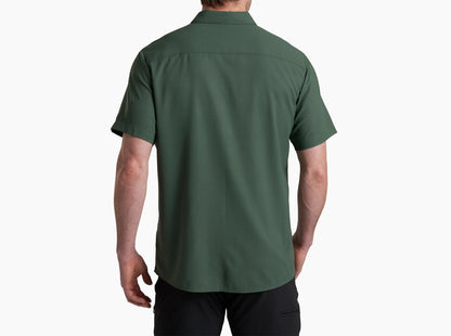 Persuadr SS - Smoked Pine men's green short sleeve shirt by KUHL with moisture-wicking and sun protection