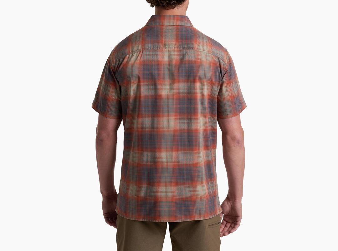 Response SS - Ember Red men's plaid short sleeve shirt with stretch and moisture-wicking by KUHL