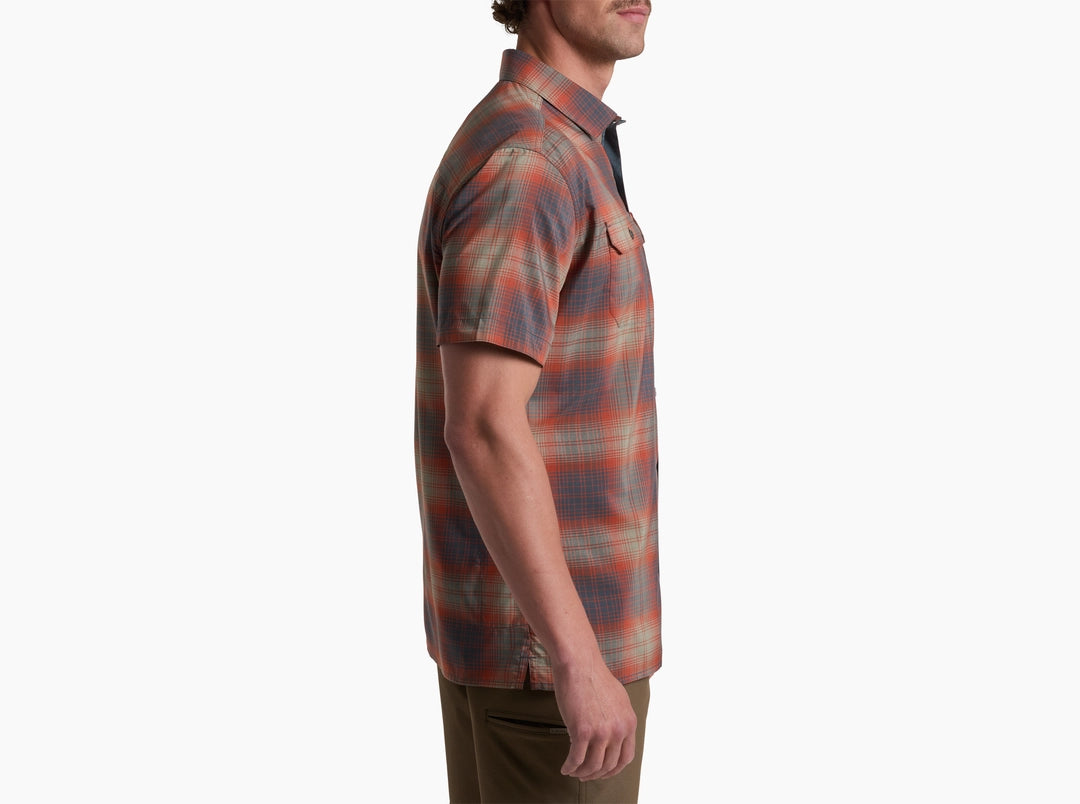 Response SS - Ember Red men's plaid short sleeve shirt with stretch by KUHL from HCO Collections