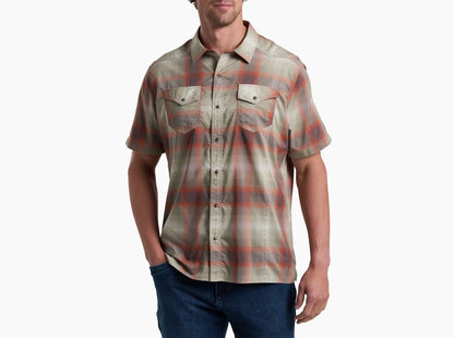 Konquer SS - Sunset Haze men's plaid shirt with moisture-wicking, quick-dry, and stretch by KUHL
