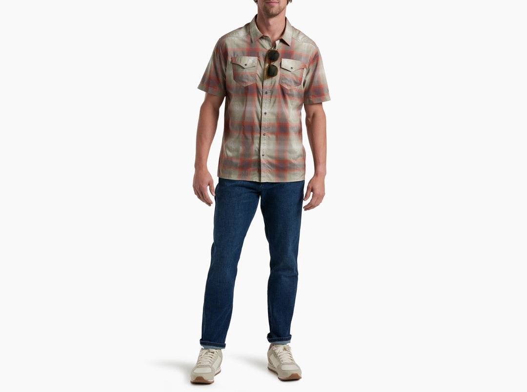 Konquer SS - Sunset Haze men's plaid short sleeve shirt with quick-dry, stretch fabric by KUHL