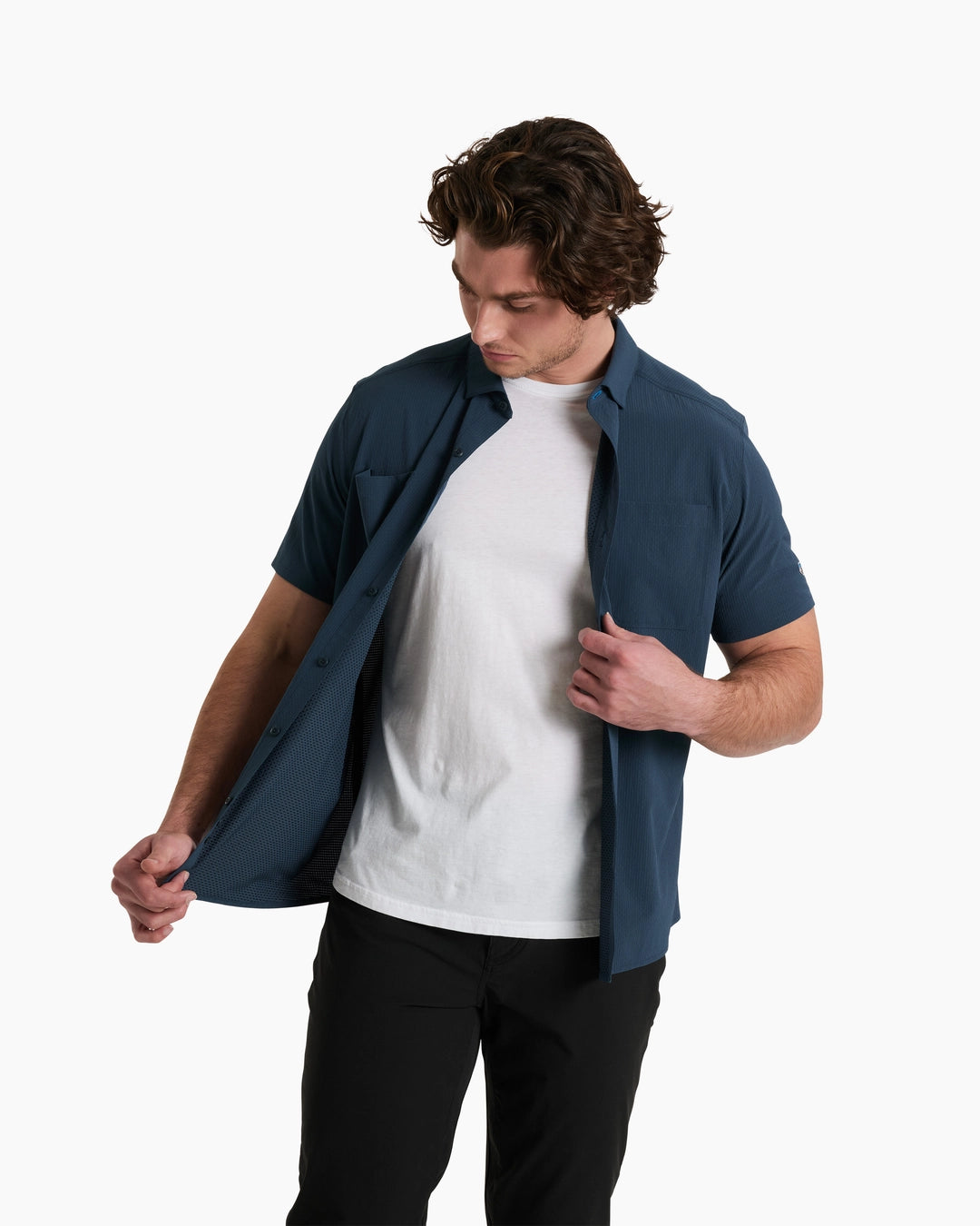 Edge SS - Pirate Blue men's breathable shirt by KUHL with lightweight stretch and sun protection