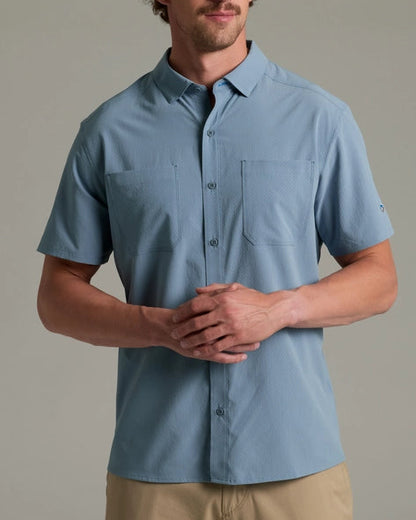 Edge SS - Mineral Blue men's short sleeve shirt by KUHL with stretch and sun protection