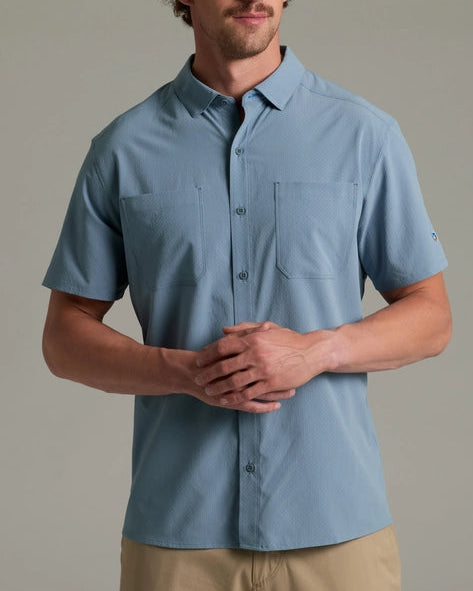 Edge SS - Mineral Blue men's short sleeve shirt by KUHL with stretch and sun protection