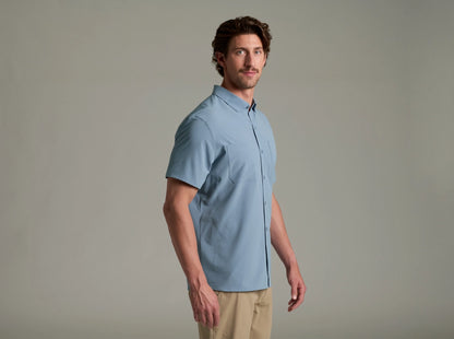 Edge SS - Mineral Blue men's shirt by KUHL with lightweight stretch and UV protection