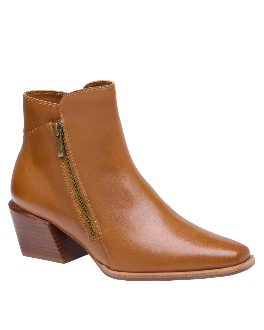 Kalista Double-Zip Bootie - Cognac Calfskin