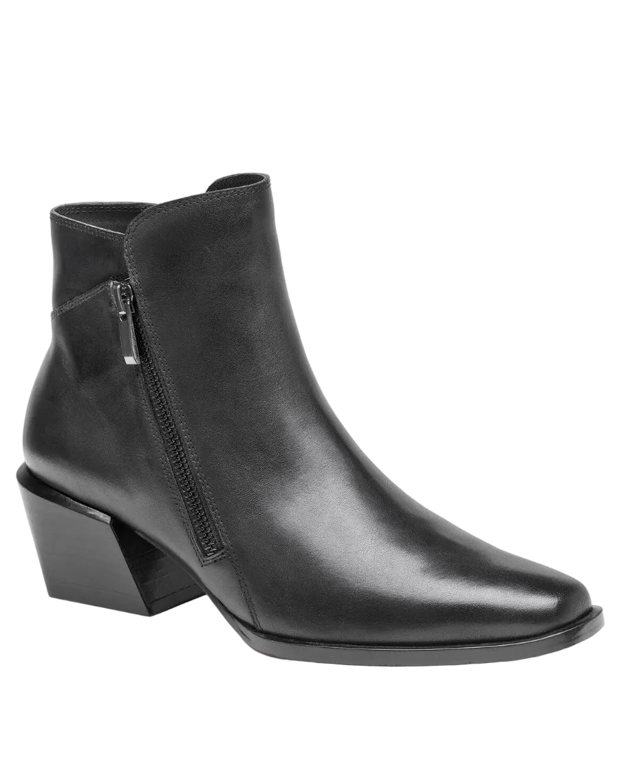 Kalista Double-Zip Bootie - Black Calfskin