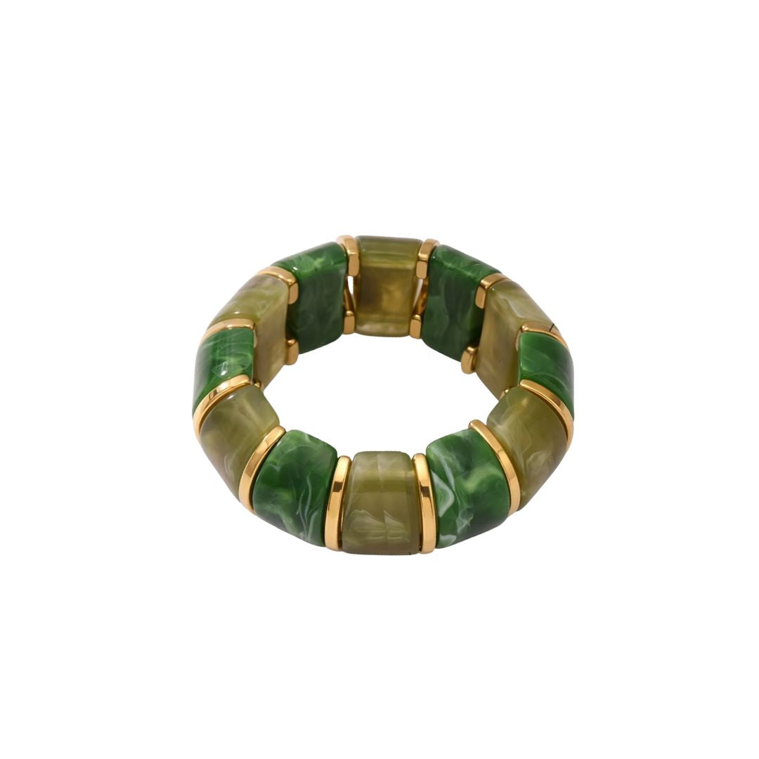 Lennon Bangle in Tortisebraun mit goldfarbenen Verbindergliedern