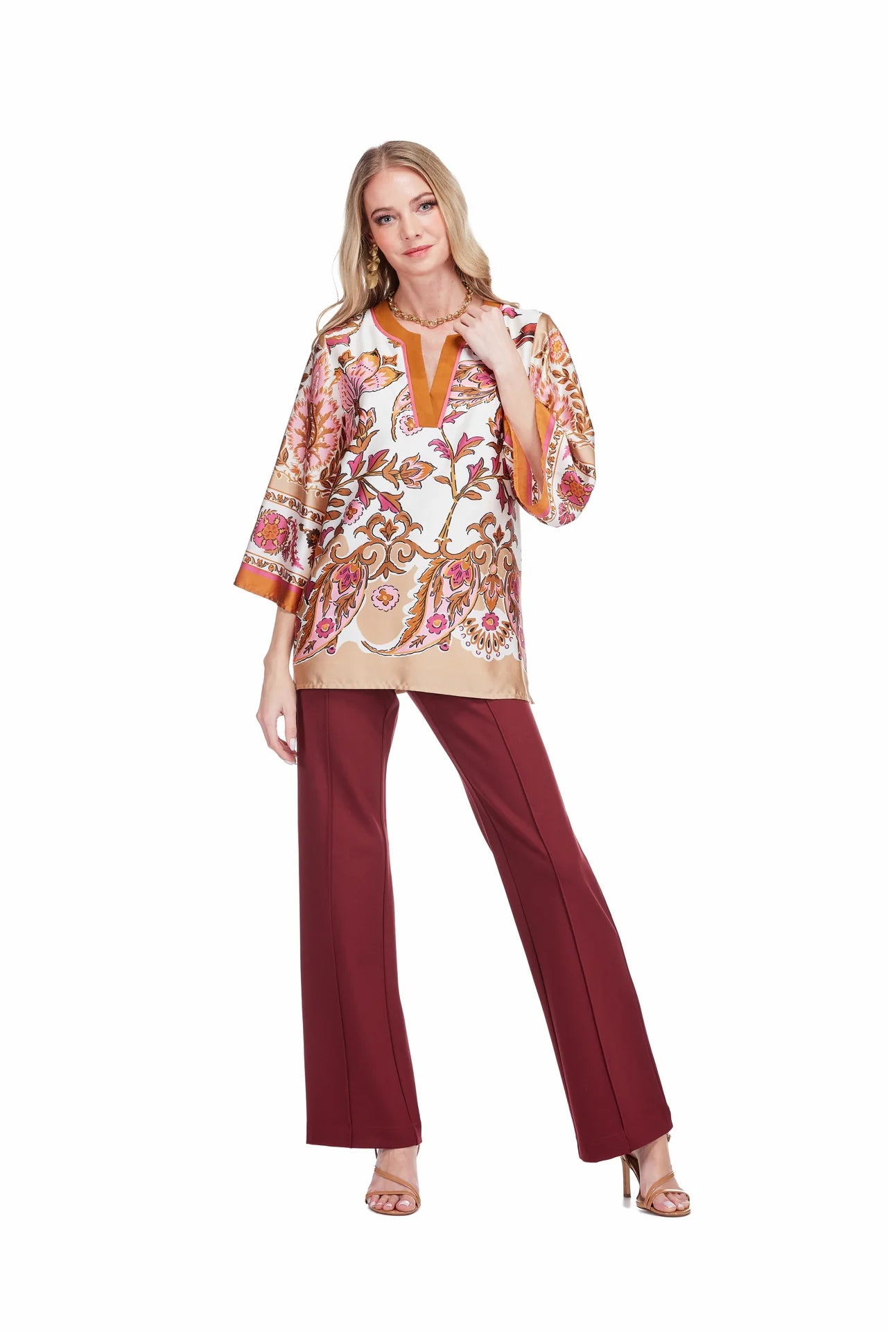 Trimmed Tunic - Toffee Blossom