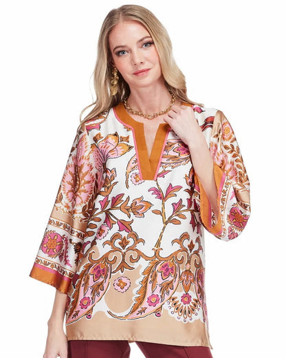 Trimmed Tunic - Toffee Blossom