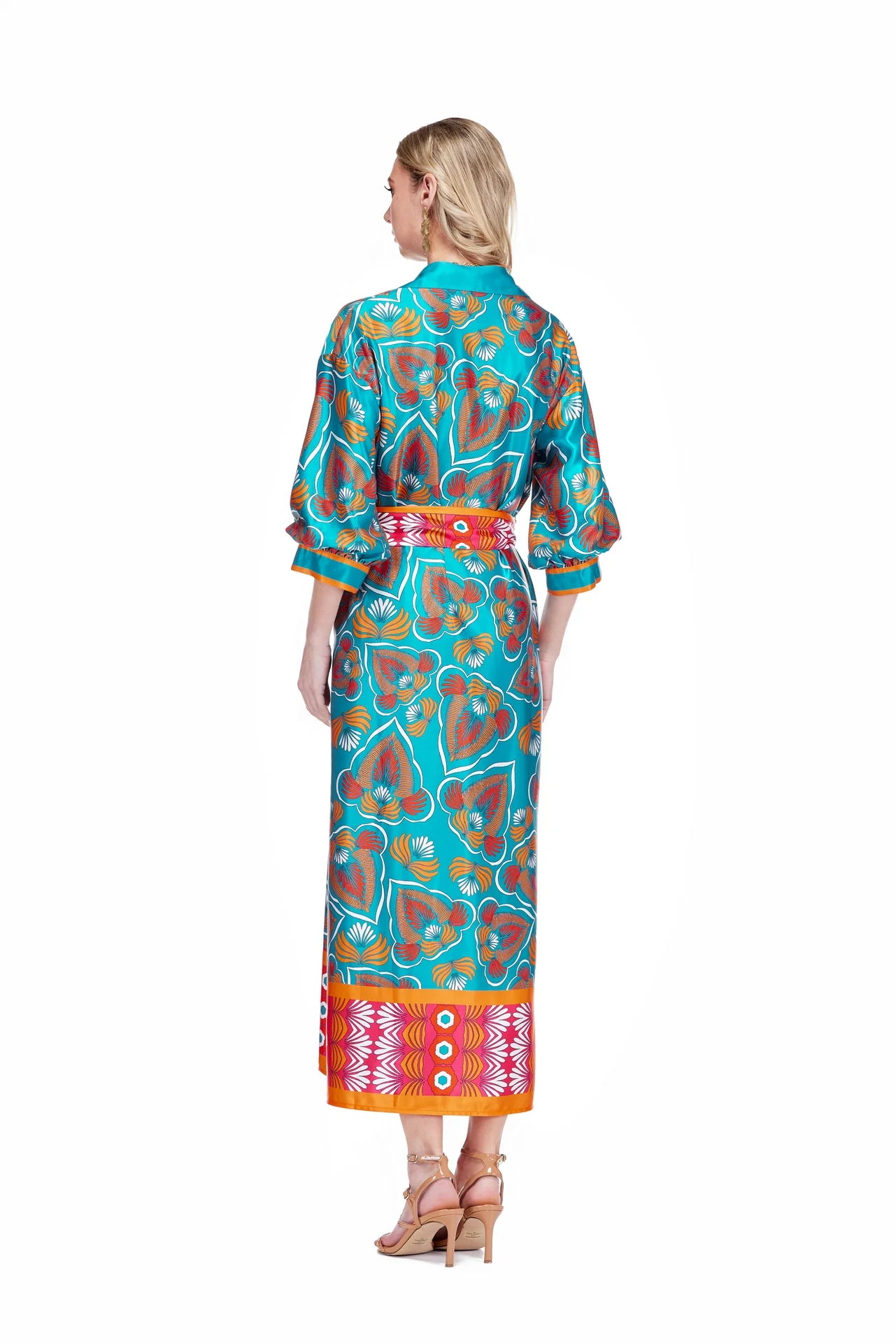 Midi Shirtdress 51" - Tangerine Tide