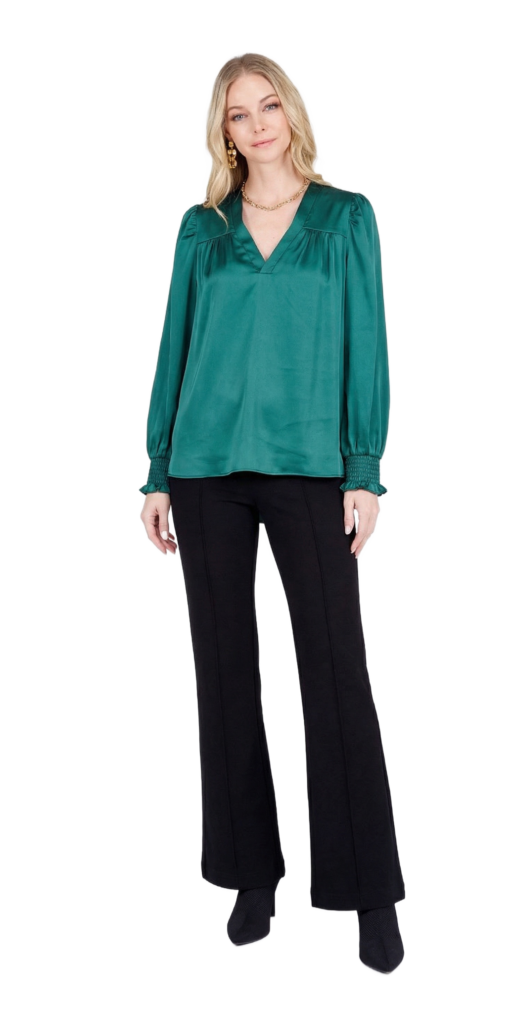 V-Neck Blouse - Teal