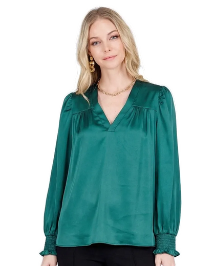 V-Neck Blouse - Teal