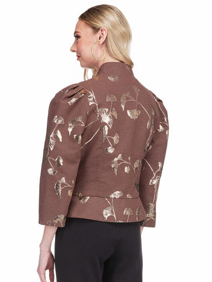 Stand Collar Cropped Jacket - Autumn Gold