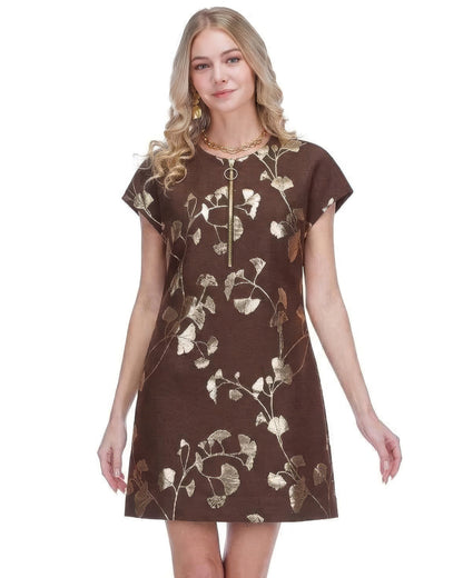 Zipper Shift Dress - Autumn Gold