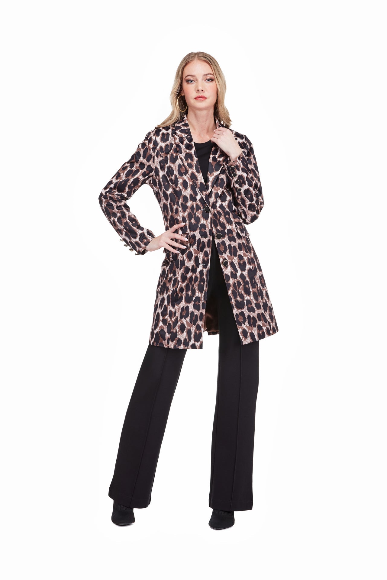 Button Down Coat - Leopard