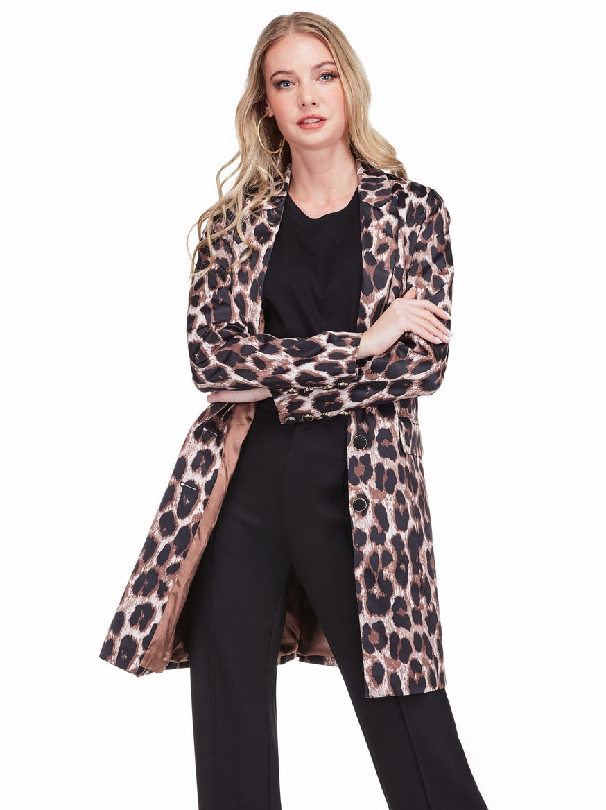 Button Down Coat - Leopard