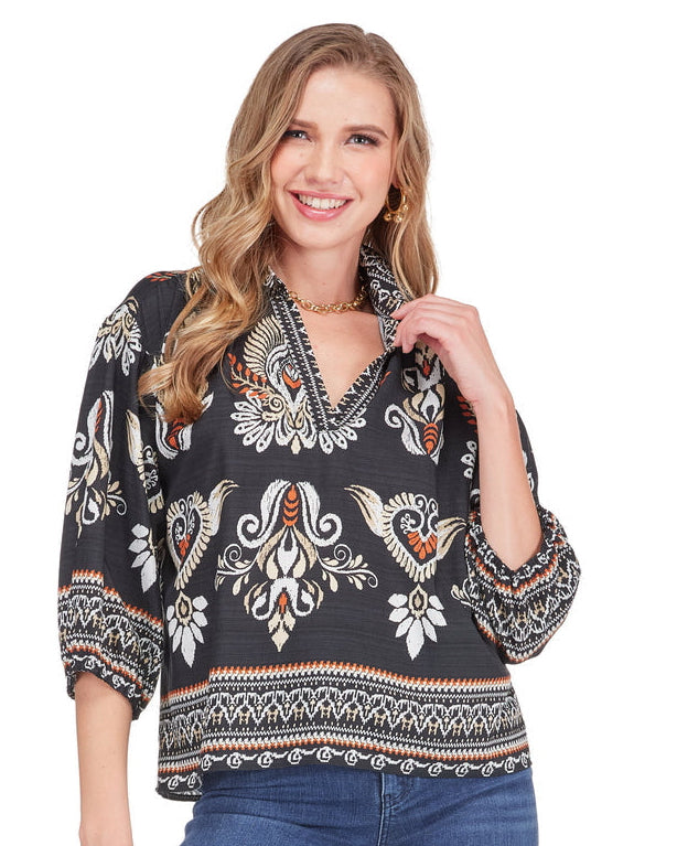 Collar Top - Ember Crest Border