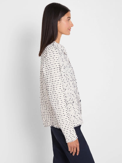 Nep Weave Miliary Fringe Mix Knit Jacket in multicolor dots, women's jacket by NIC AND ZOE