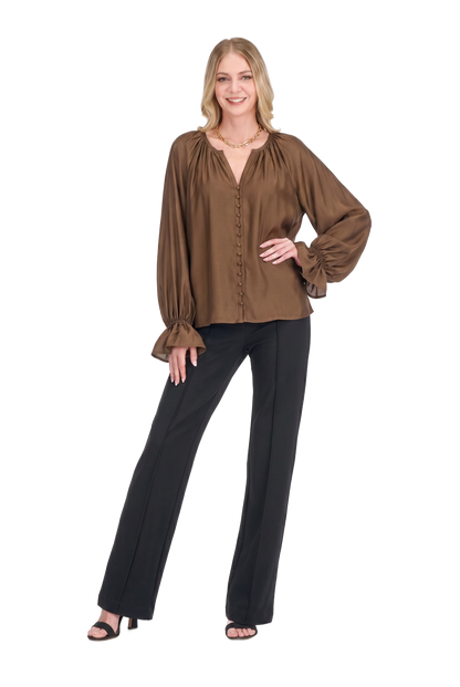 Trimmed Peasant Top - Coco