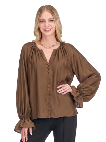 Trimmed Peasant Top - Coco