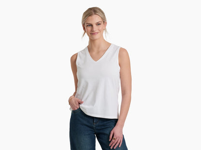 Vega Tank - White breathable organic cotton sleeveless V-neck in a relaxed fit by KUHL
