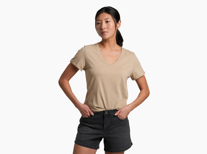 Vega Tee - Driftwood soft organic cotton V-neck tee by KUHL, curated Fredericksburg boutique