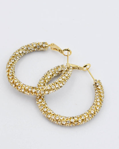Chic Crystal Hoop gold earrings with sparkling crystals, Treasure Jewels, curated Fredericksburg TX