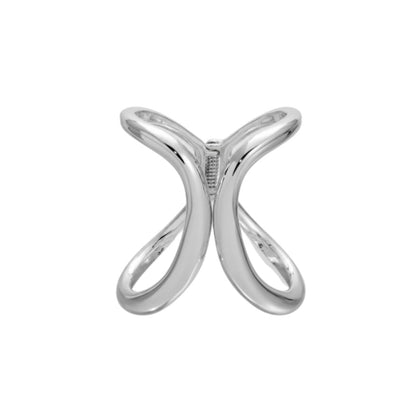 Iris Cuff in polished stainless steel with hinged closure, Women's Jewelry by ACCESSORY CONCIERGE